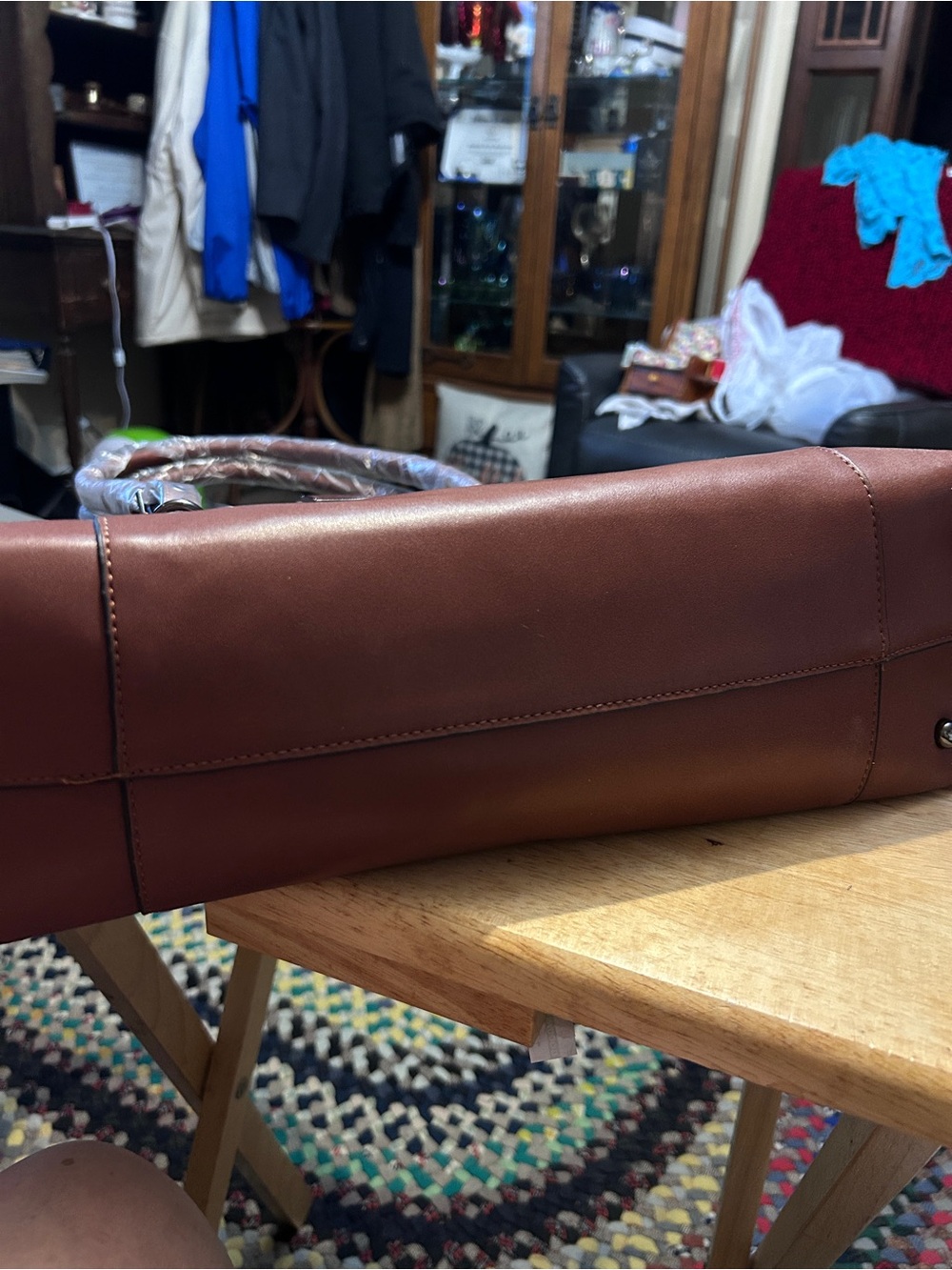 Mosiso Laptop New Tote Bag – Brown Faux Leather Business Shoulder Bag - Picture 8 of 10